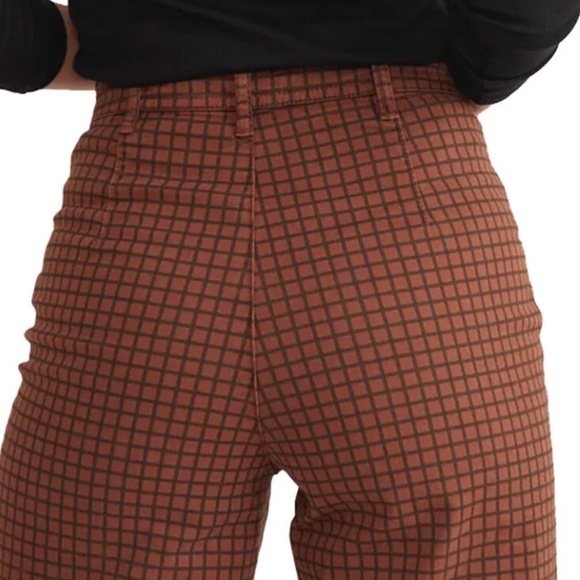 Marine Layer Rust Plaid Cropped Pants - Picture 5 of 15